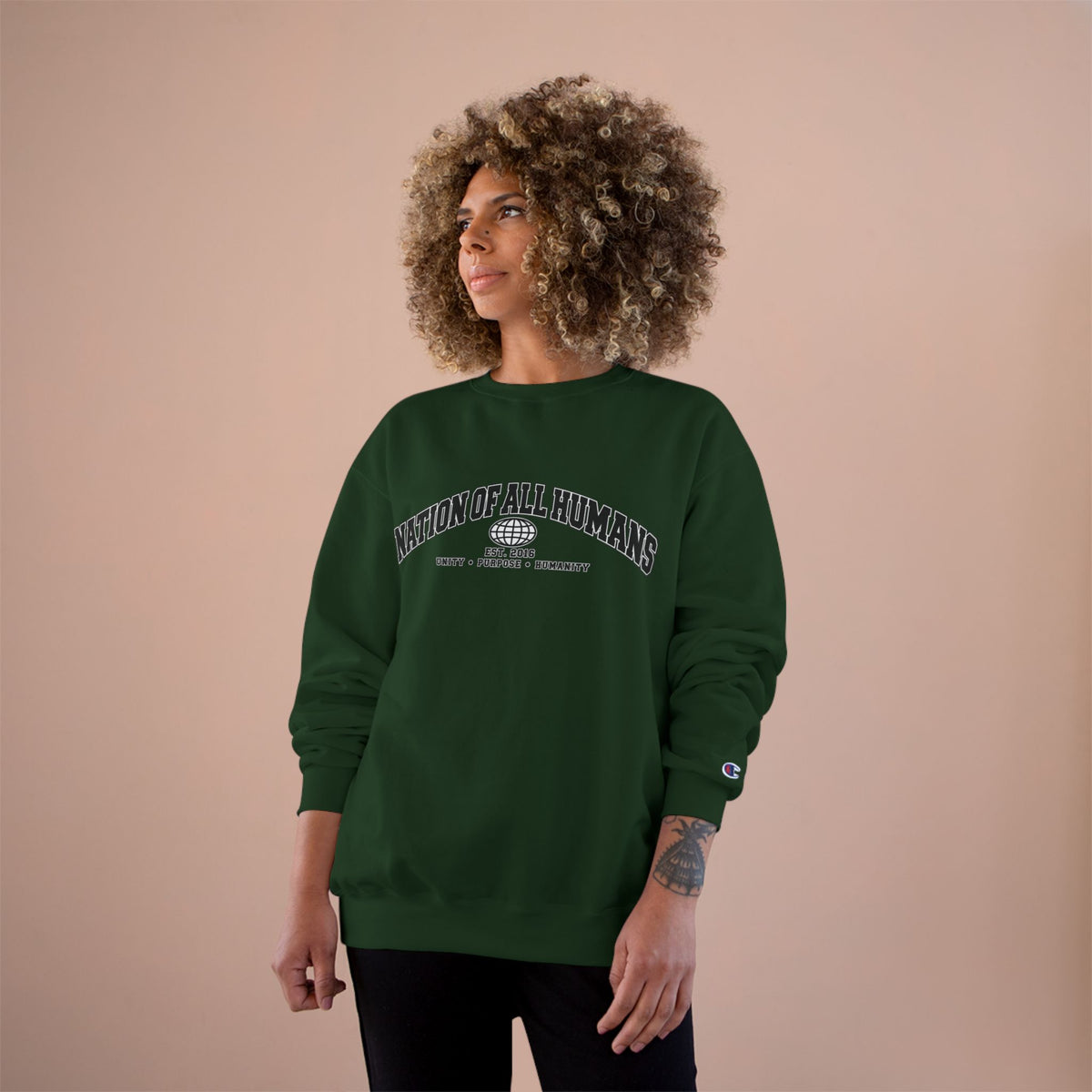 Nation of All Humans™ Champion Sweatshirt — Graphic Crewneck