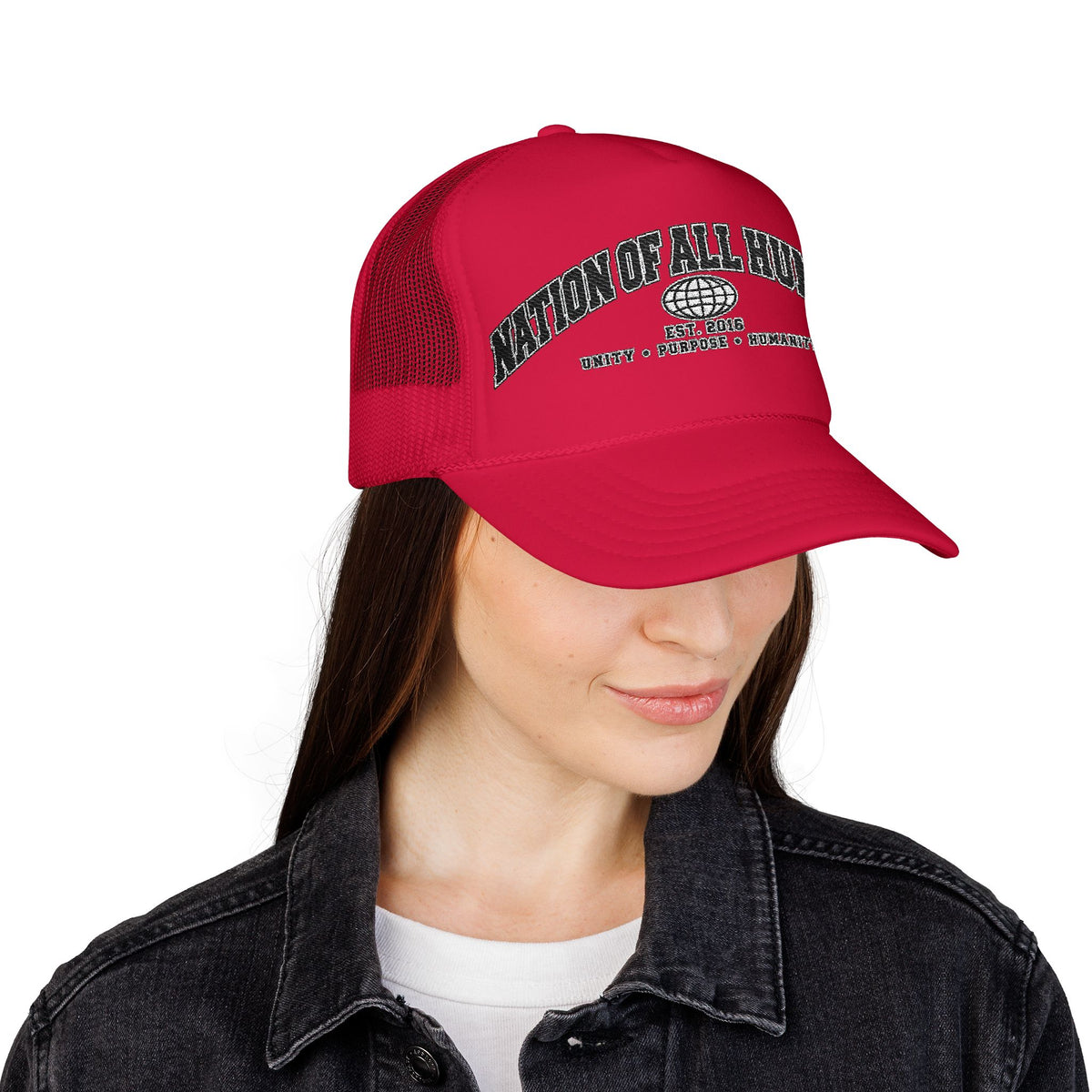 Nation of All Humans™ Foam Trucker Hat – Retro Globe Mesh Foam Cap