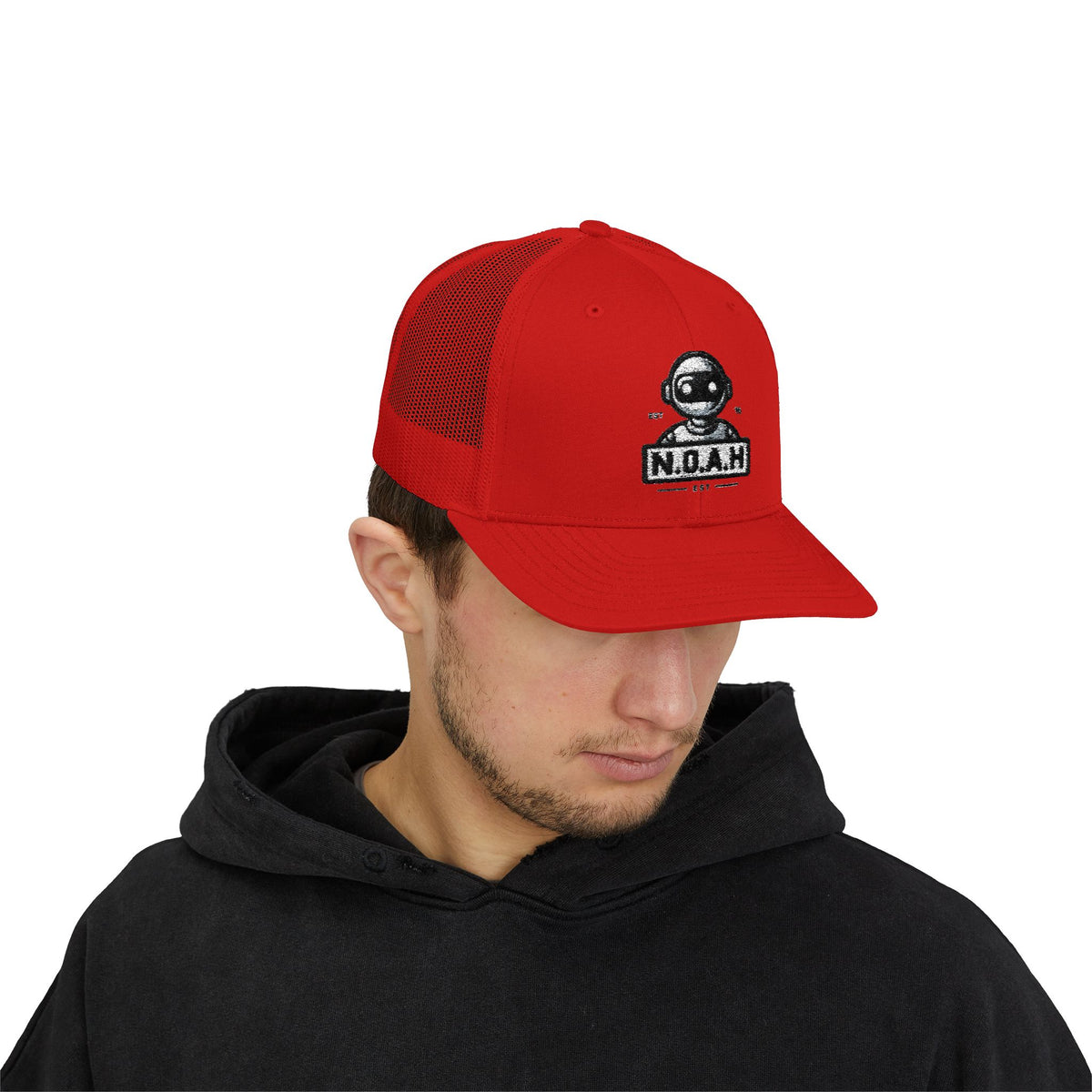 N.O.A.H™ Trucker Cap — Retro Robot 'NOAH' Embroidered Snapback