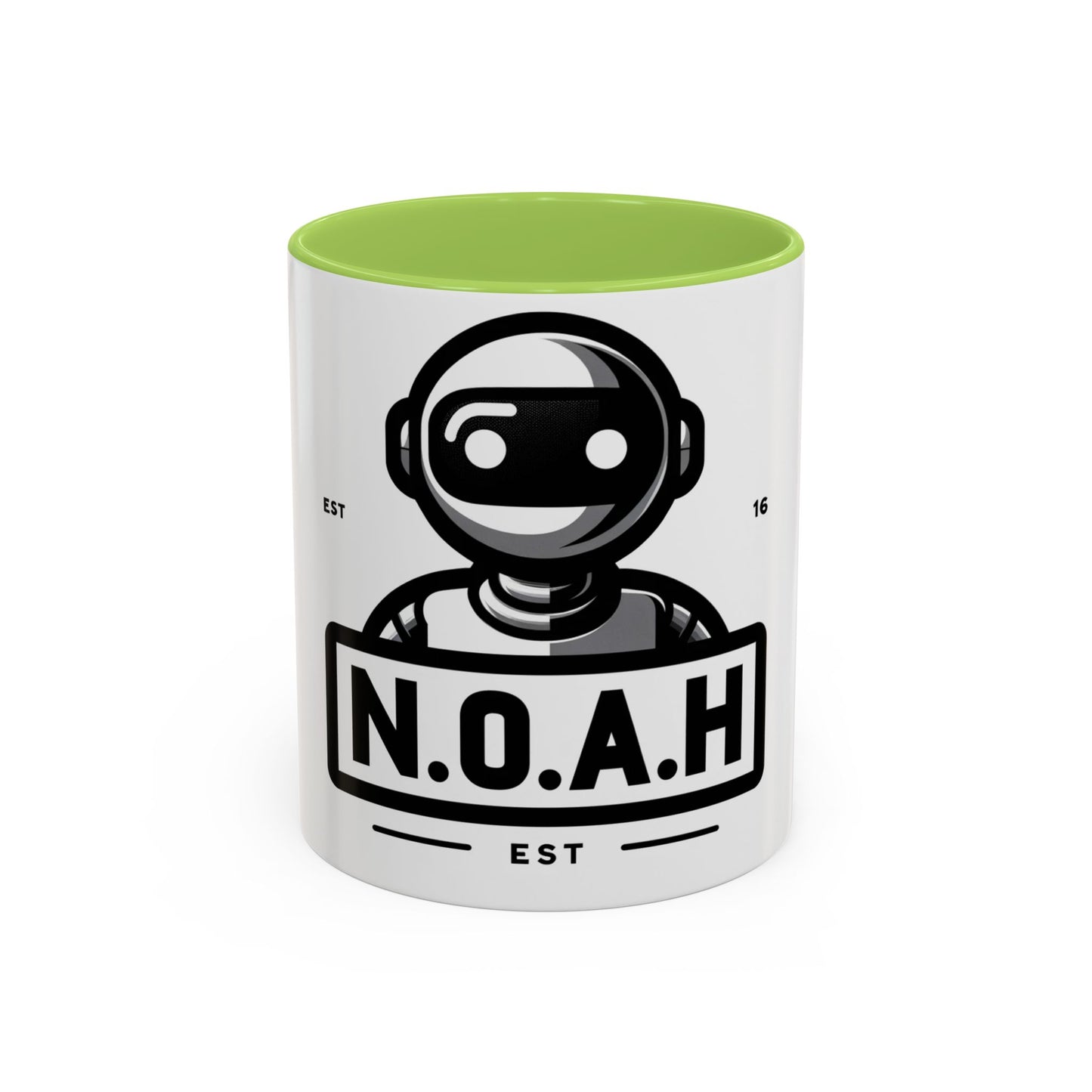 N.O.A.H™ Robot Accent Coffee Mug — Personalized Name Coffee Cup (11/15oz)