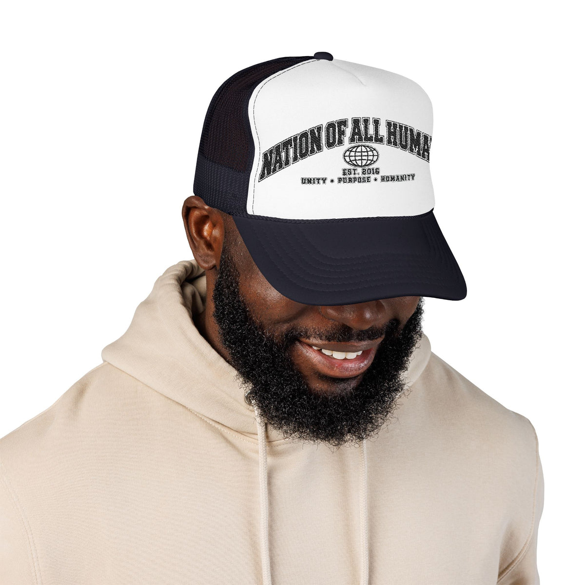 Nation of All Humans™ Foam Trucker Hat – Retro Globe Mesh Foam Cap