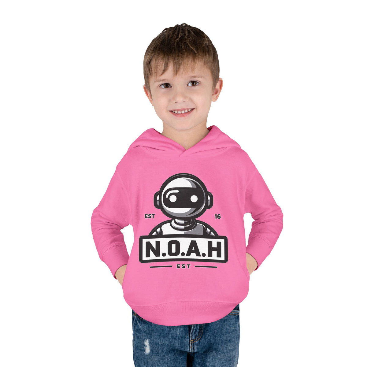 N.O.A.H™ Robot Kids Hoodie — Toddler Pullover with Logo front & Back 'Nation of All Humans' Graphic
