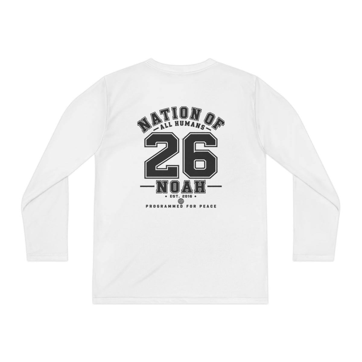 Youth Long Sleeve Tee — Nation of All Humans™ Team Number 26 Personalized Back print