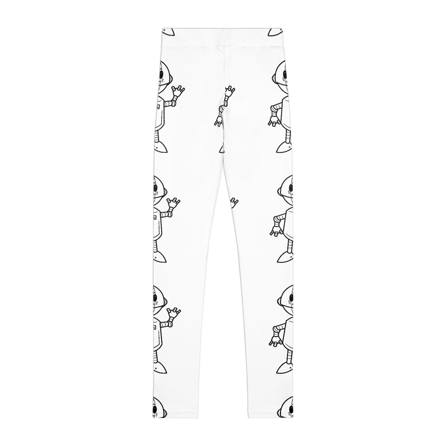 Youth N.O.A.H™ "FIRST" Robot Print Leggings — Cute Monochrome Space Robot Pattern