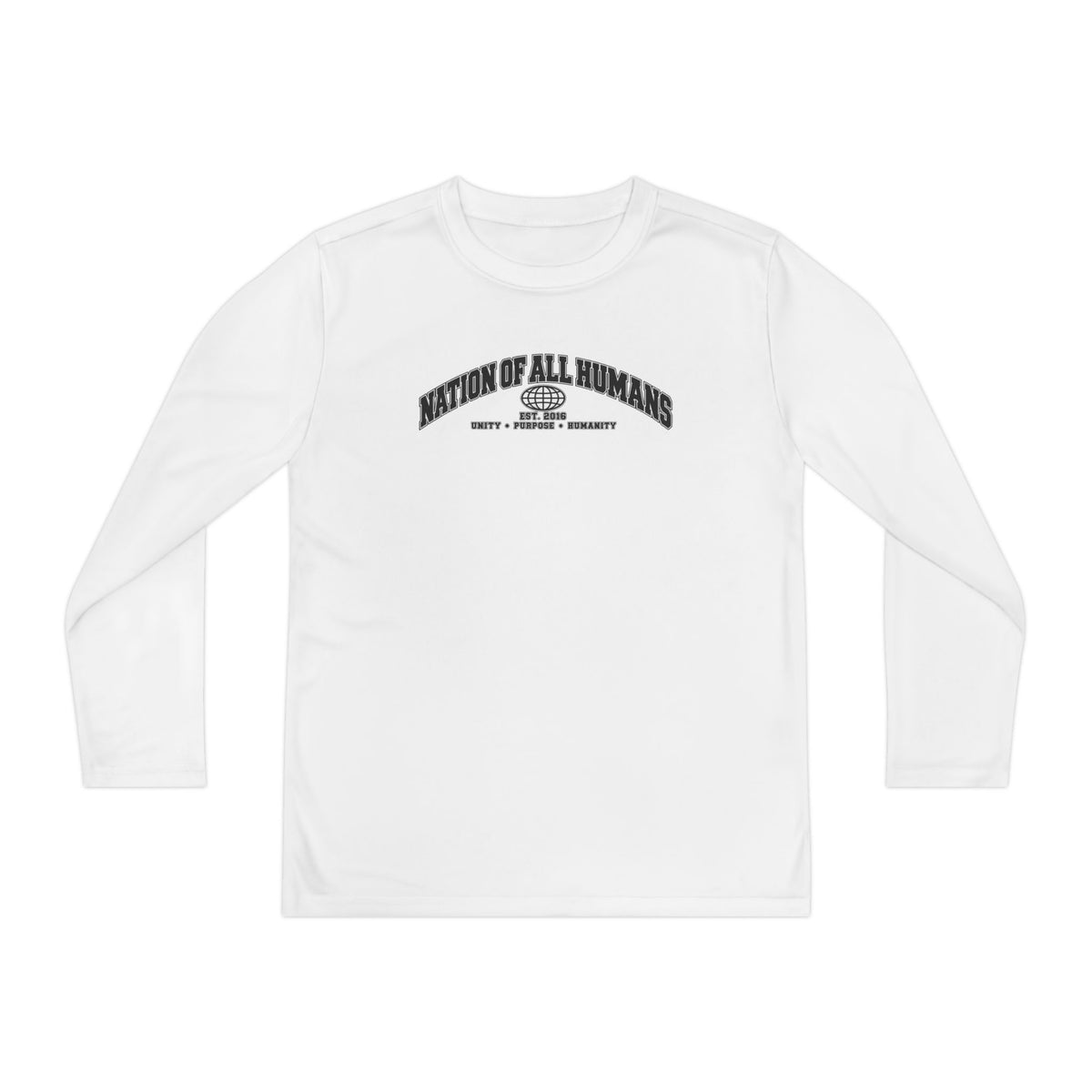 Youth Long Sleeve Tee — Nation of All Humans™ Team Number 26 Personalized Back print