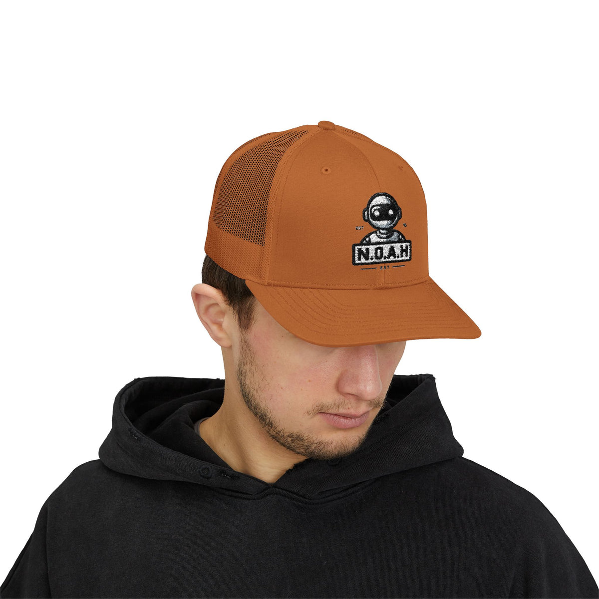 N.O.A.H™ Trucker Cap — Retro Robot 'NOAH' Embroidered Snapback