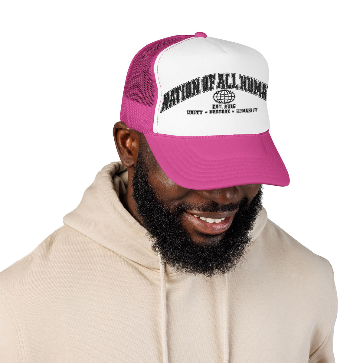 Nation of All Humans™ Foam Trucker Hat – Retro Globe Mesh Foam Cap