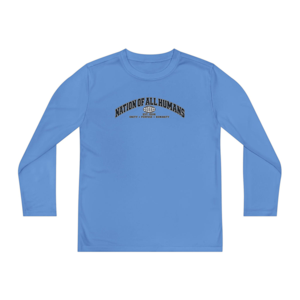 Youth Long Sleeve Tee — Nation of All Humans™ Team Number 26 Personalized Back print
