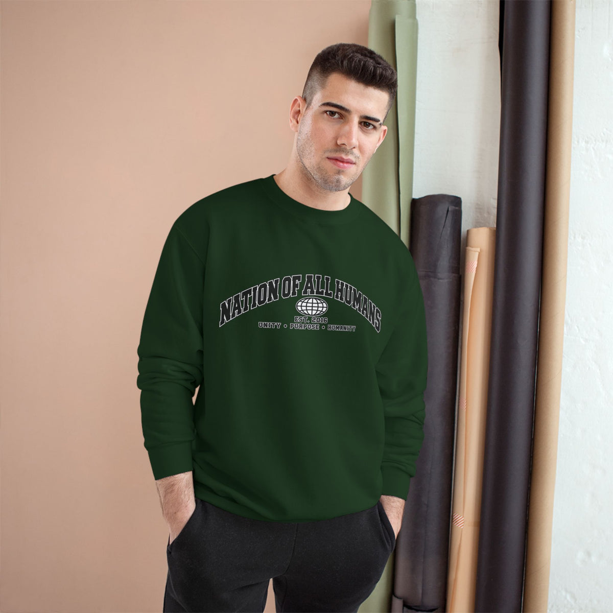 Nation of All Humans™ Champion Sweatshirt — Graphic Crewneck