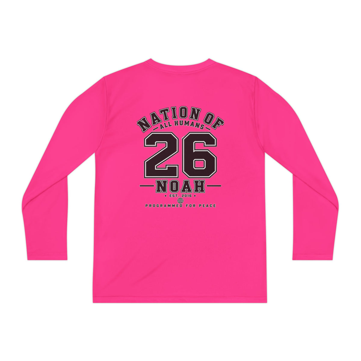 Youth Long Sleeve Tee — Nation of All Humans™ Team Number 26 Personalized Back print