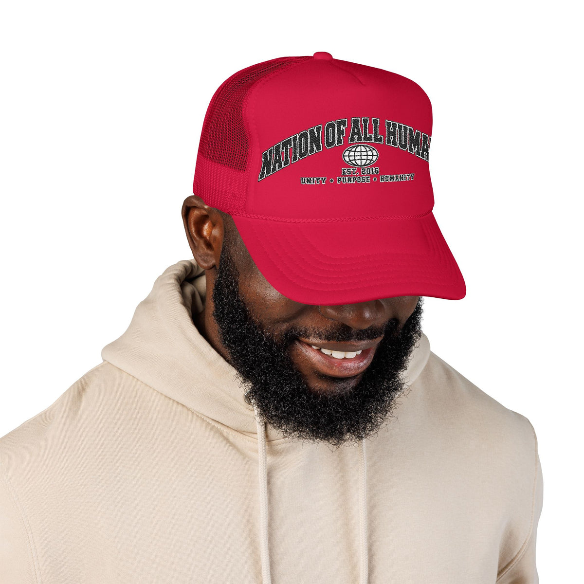 Nation of All Humans™ Foam Trucker Hat – Retro Globe Mesh Foam Cap