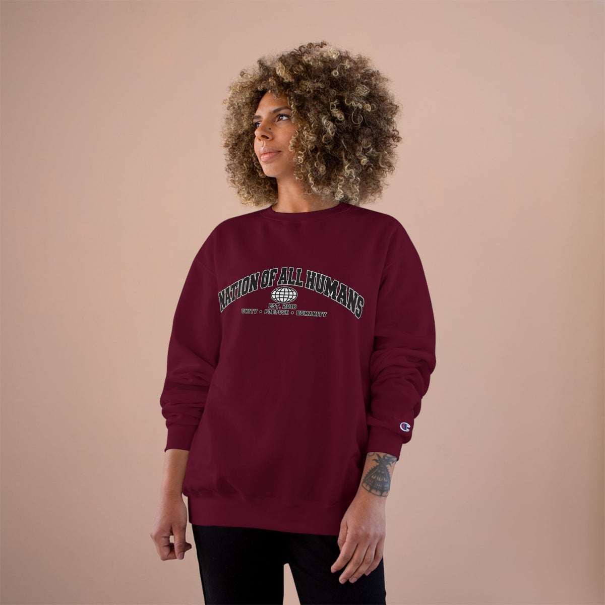 Nation of All Humans™ Champion Sweatshirt — Graphic Crewneck