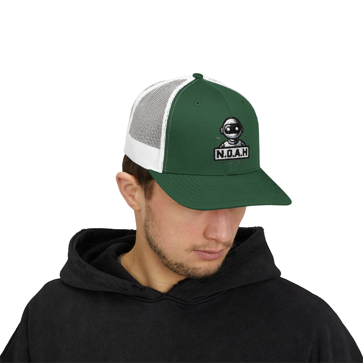 N.O.A.H™ Trucker Cap — Retro Robot 'NOAH' Embroidered Snapback