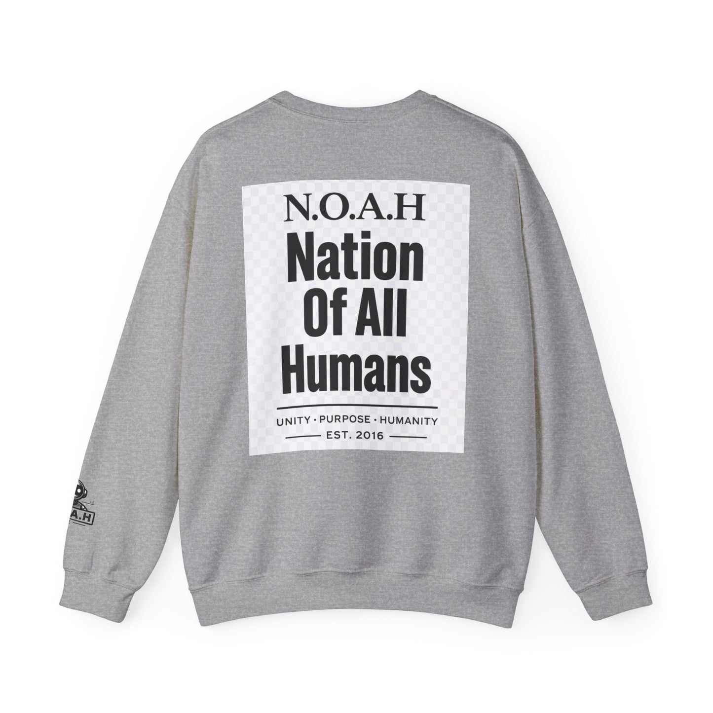 Nation of All Humans™ Crewneck Sweatshirt – N.O.A.H™ Unity Graphic Pullover