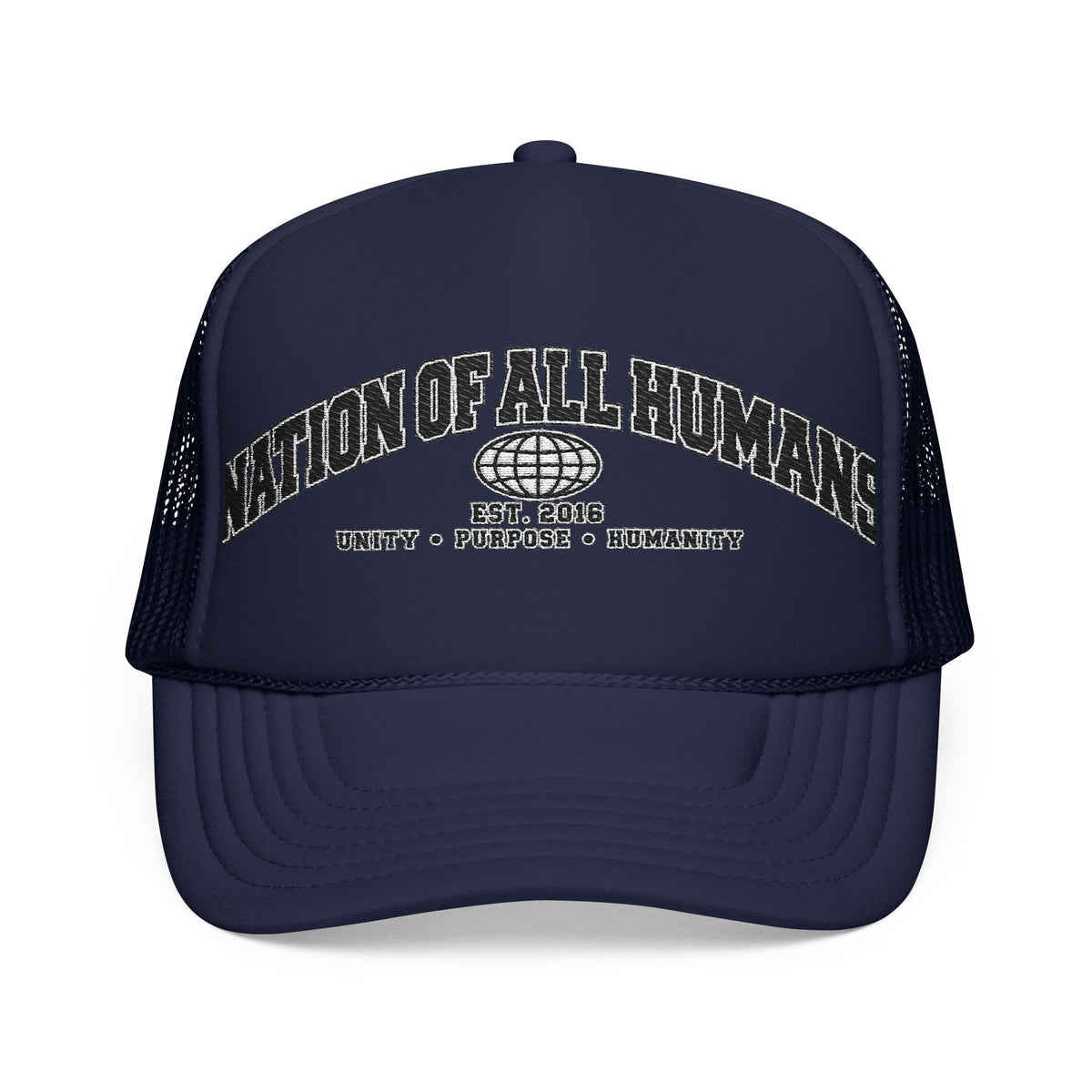 Nation of All Humans™ Foam Trucker Hat – Retro Globe Mesh Foam Cap