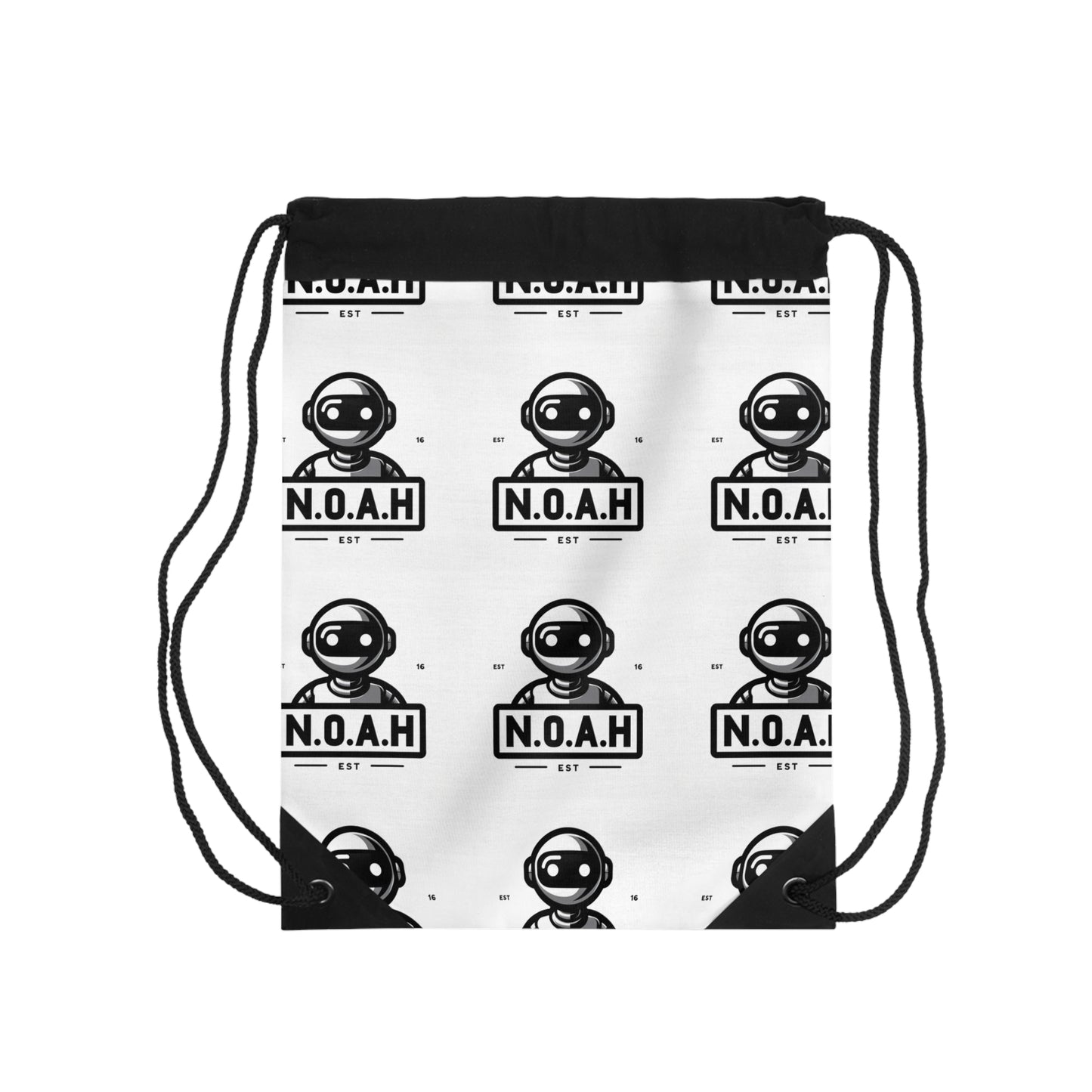 N.O.A.H™ Logo Drawstring Bag — Retro Space Helmet Gym Sack