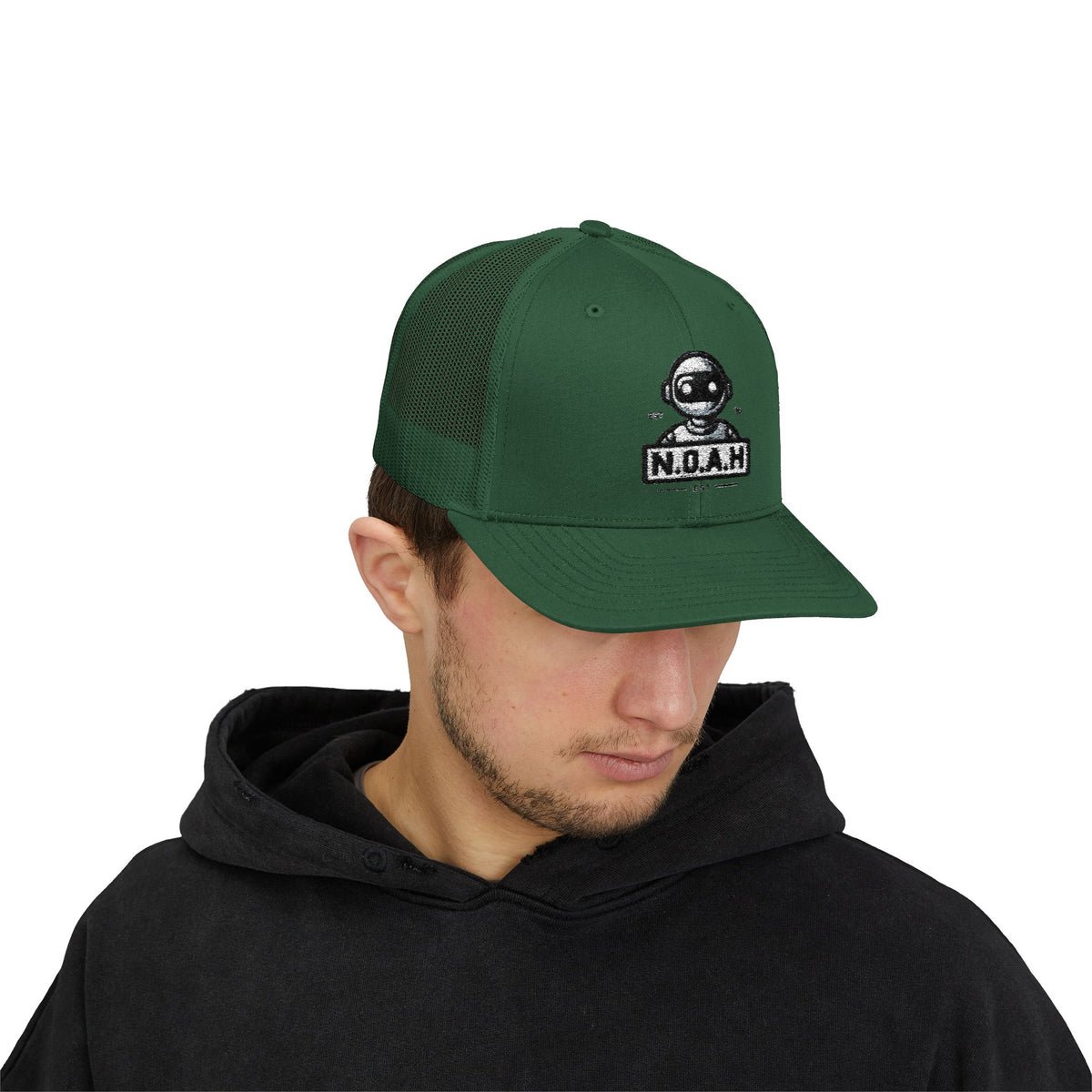 N.O.A.H™ Trucker Cap — Retro Robot 'NOAH' Embroidered Snapback