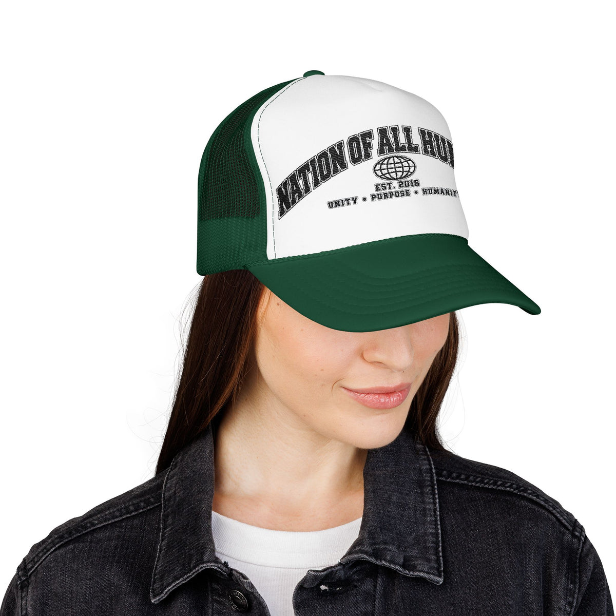 Nation of All Humans™ Foam Trucker Hat – Retro Globe Mesh Foam Cap