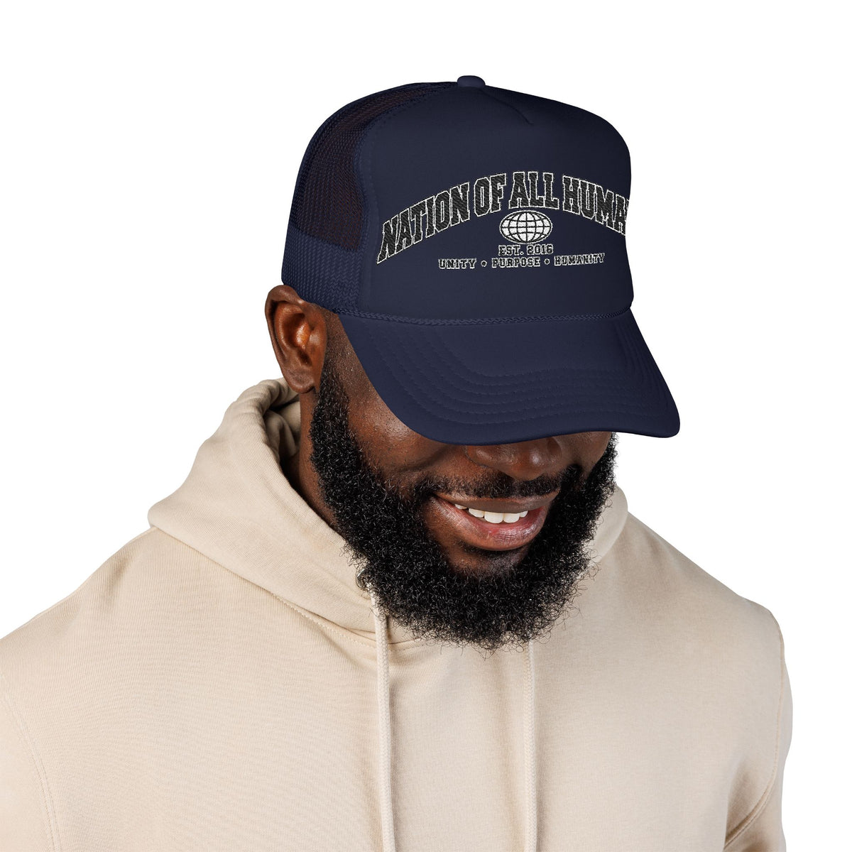 Nation of All Humans™ Foam Trucker Hat – Retro Globe Mesh Foam Cap
