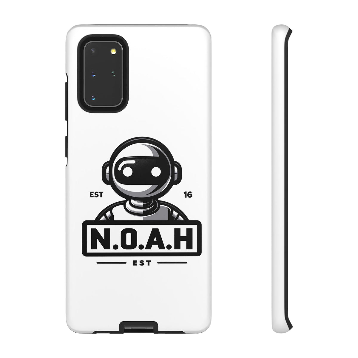 N.O.A.H™ Robot Phone Case — Retro Monochrome Tech Logo Protective Case