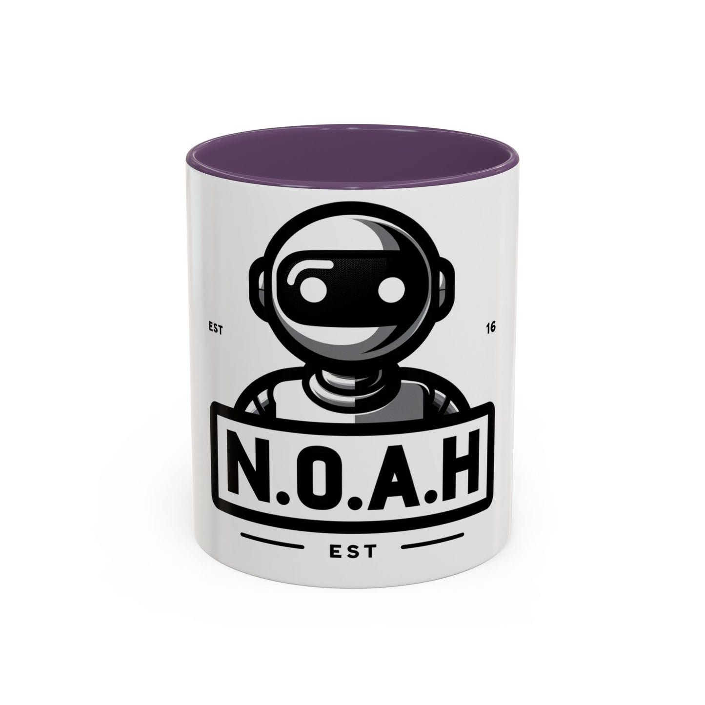 N.O.A.H™ Robot Accent Coffee Mug — Personalized Name Coffee Cup (11/15oz)
