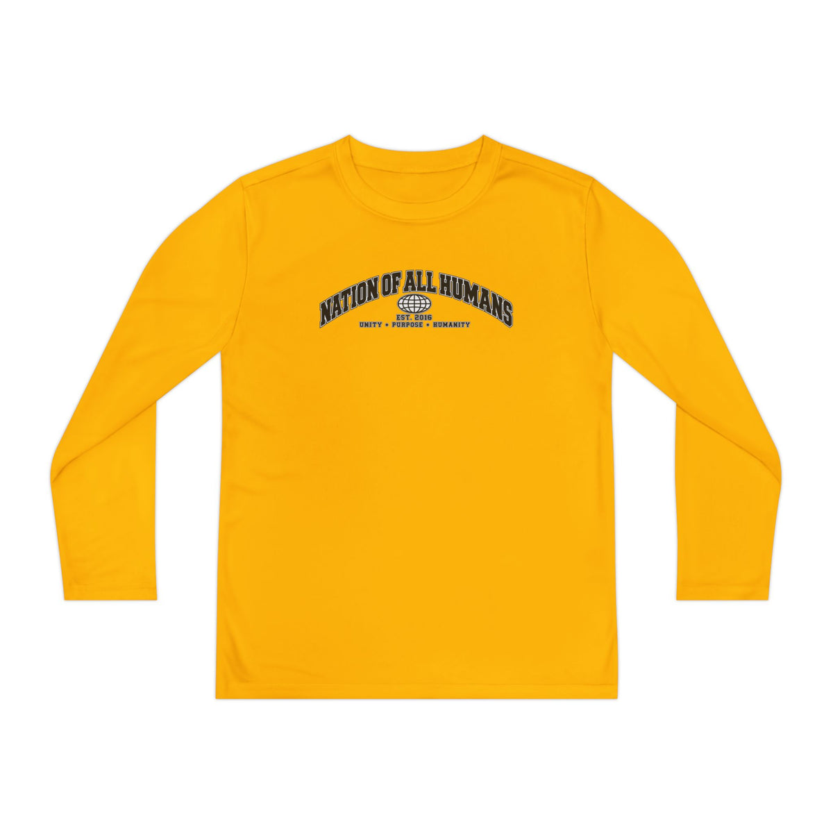Youth Long Sleeve Tee — Nation of All Humans™ Team Number 26 Personalized Back print