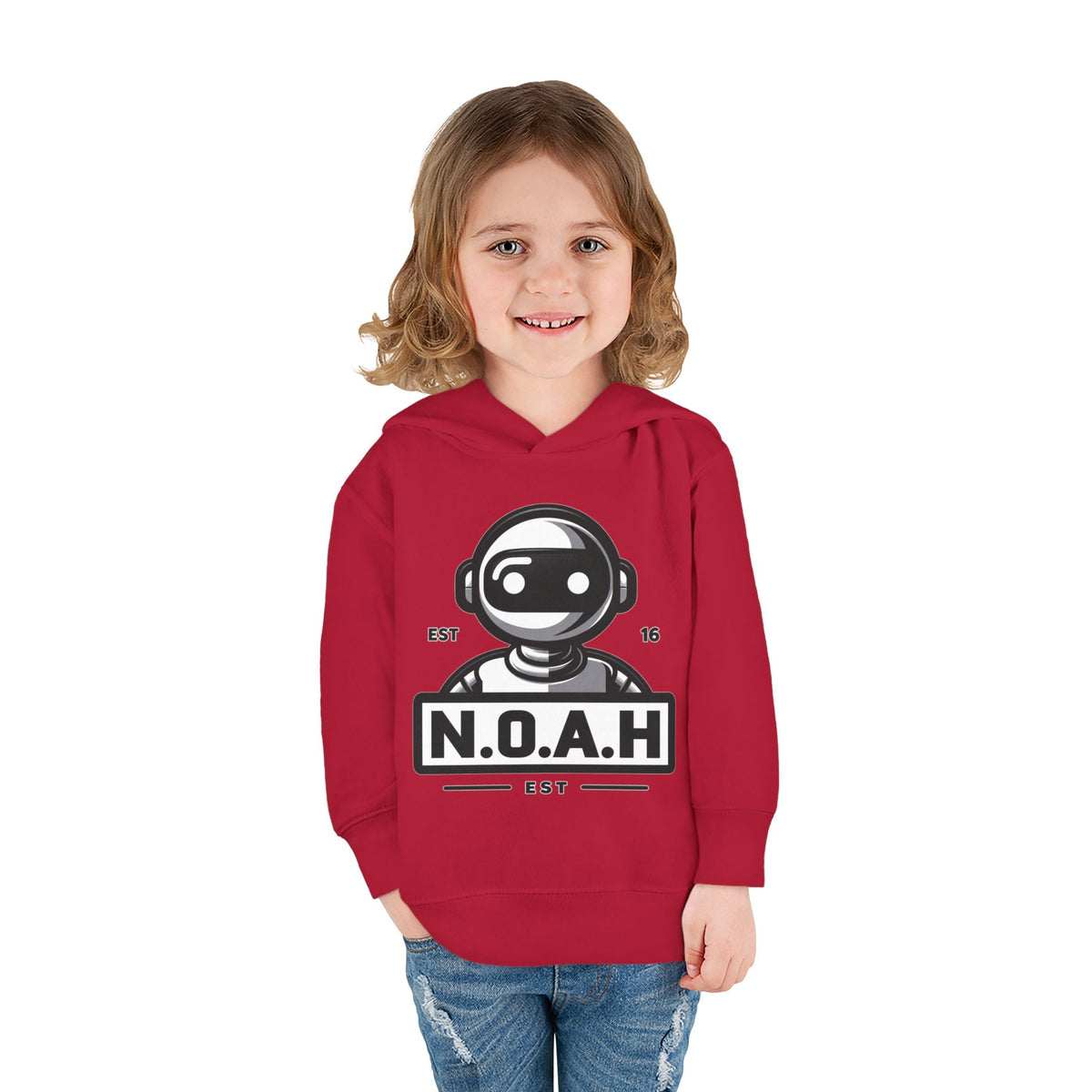 N.O.A.H™ Robot Kids Hoodie — Toddler Pullover with Logo front & Back 'Nation of All Humans' Graphic