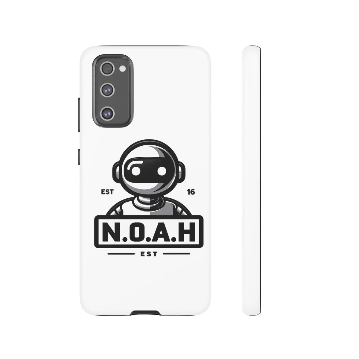 N.O.A.H™ Robot Phone Case — Retro Monochrome Tech Logo Protective Case