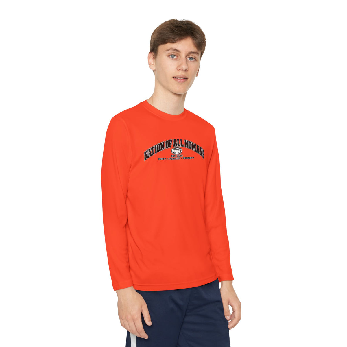 Youth Long Sleeve Tee — Nation of All Humans™ Team Number 26 Personalized Back print