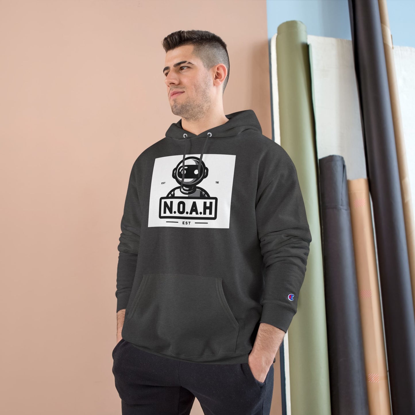 N.O.A.H™ Robot Head Hoodie — Vintage Space Logo Champion Pullover