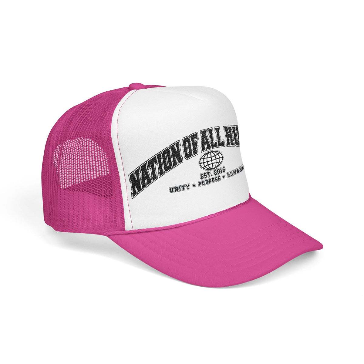 Nation of All Humans™ Foam Trucker Hat – Retro Globe Mesh Foam Cap