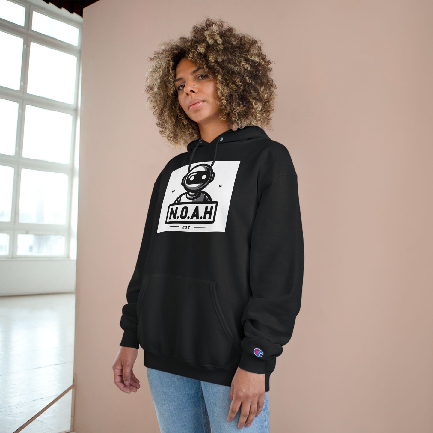 N.O.A.H™ Robot Head Hoodie — Vintage Space Logo Champion Pullover