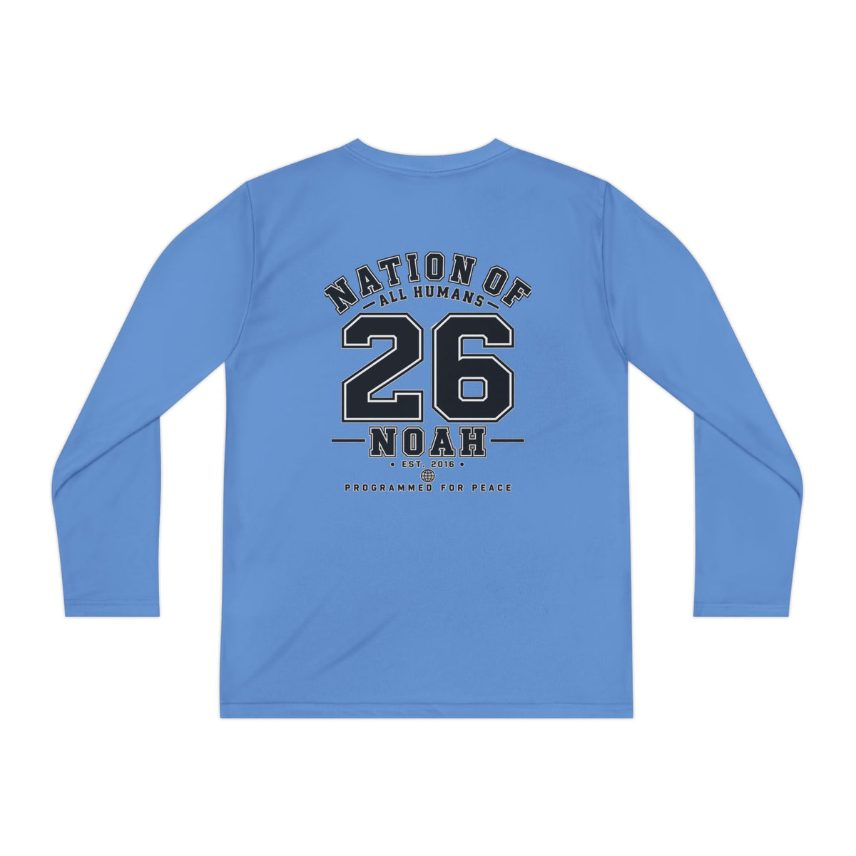 Youth Long Sleeve Tee — Nation of All Humans™ Team Number 26 Personalized Back print
