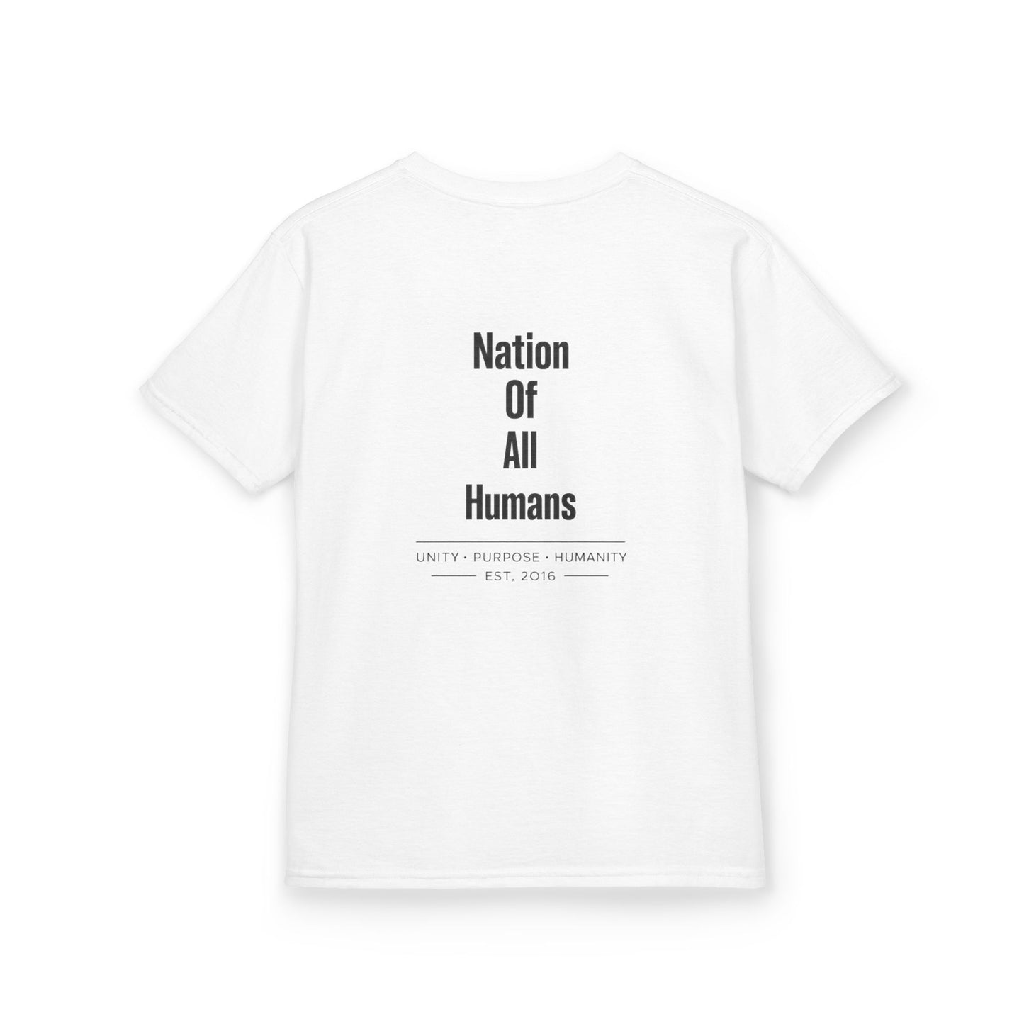 Kids N.O.A.H™ '' FIRST ''Robot Tee — "Nation Of All Humans" Back Print