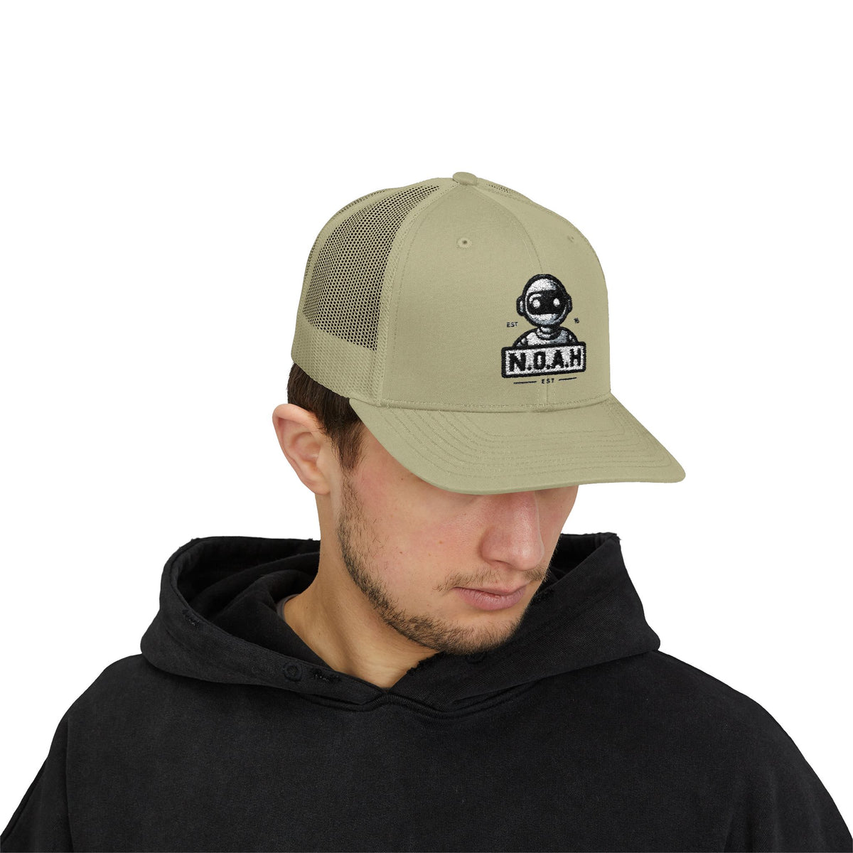 N.O.A.H™ Trucker Cap — Retro Robot 'NOAH' Embroidered Snapback