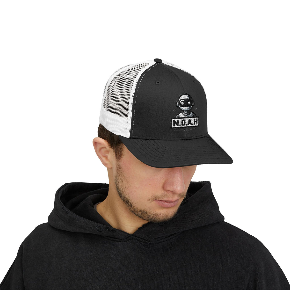 N.O.A.H™ Trucker Cap — Retro Robot 'NOAH' Embroidered Snapback