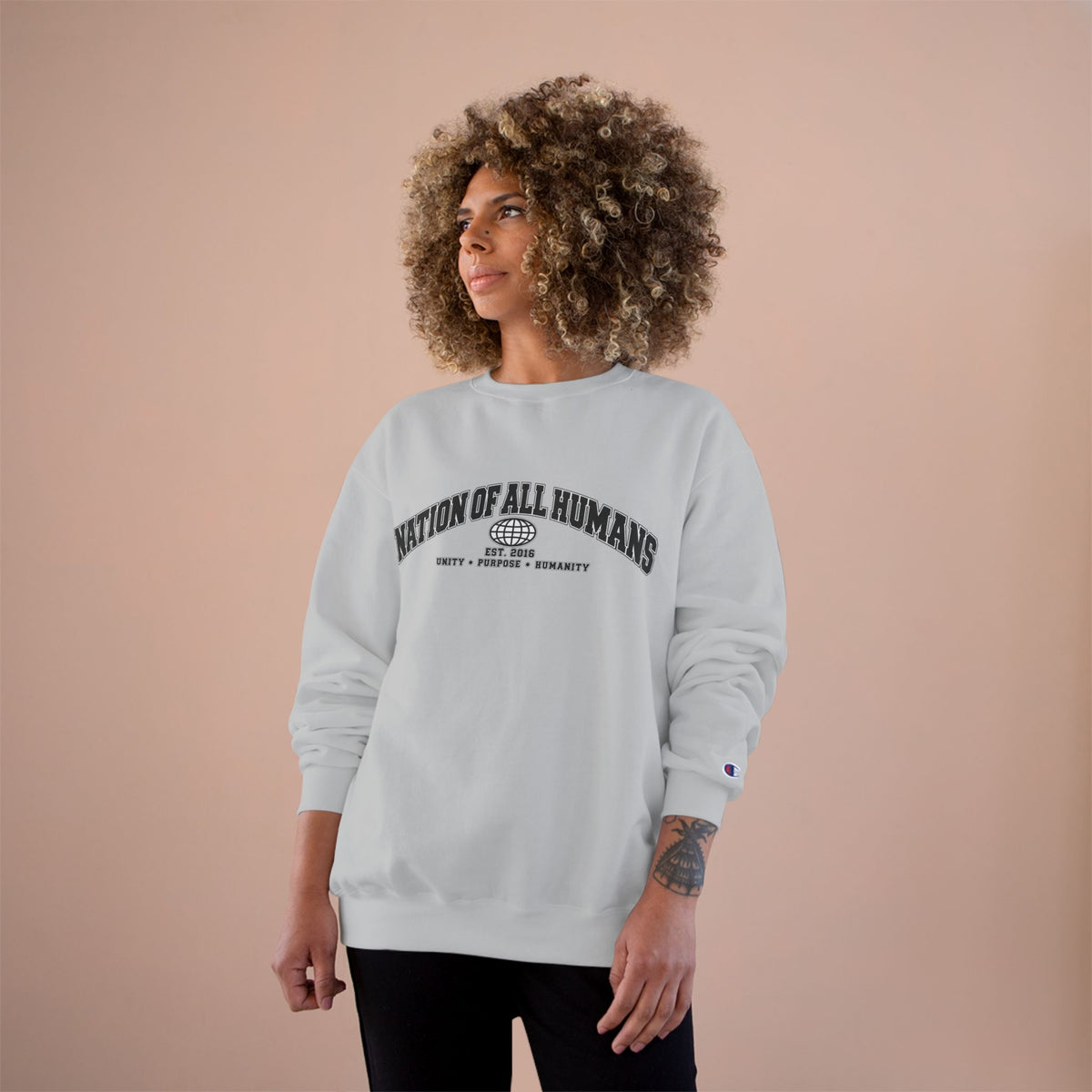 Nation of All Humans™ Champion Sweatshirt — Graphic Crewneck