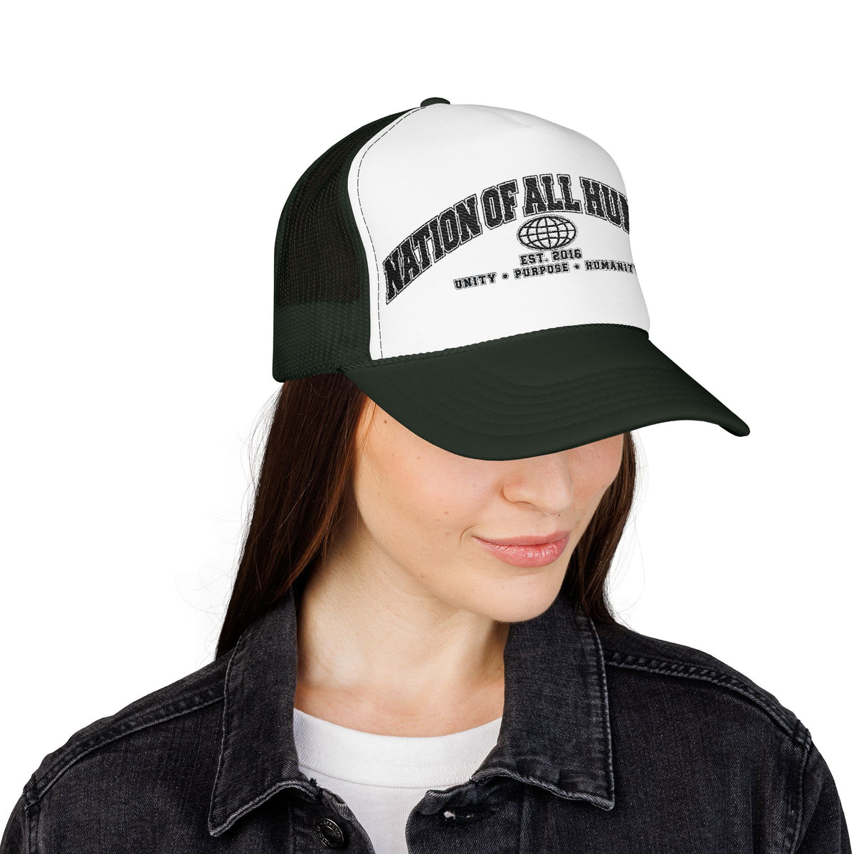 Nation of All Humans™ Foam Trucker Hat – Retro Globe Mesh Foam Cap