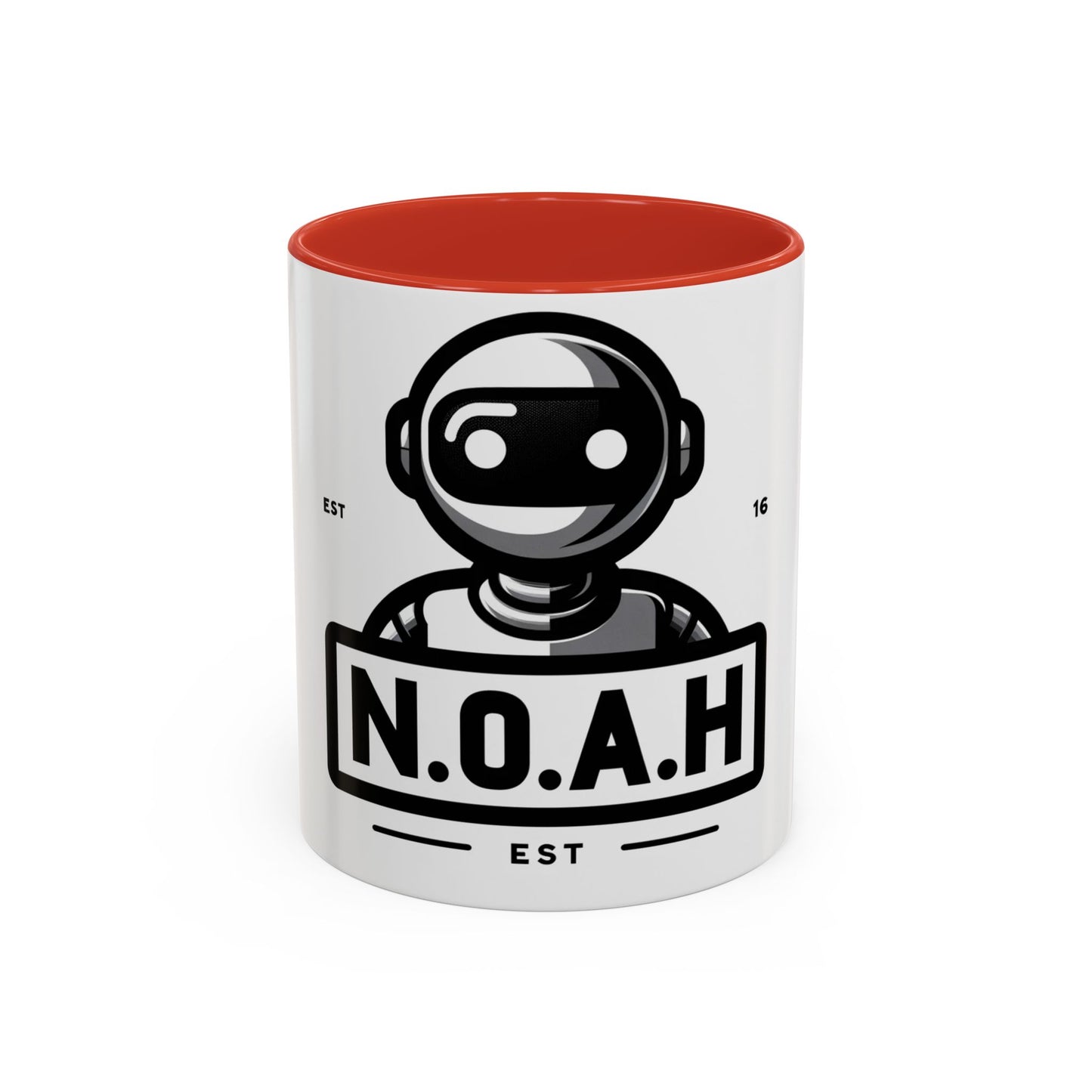 N.O.A.H™ Robot Accent Coffee Mug — Personalized Name Coffee Cup (11/15oz)