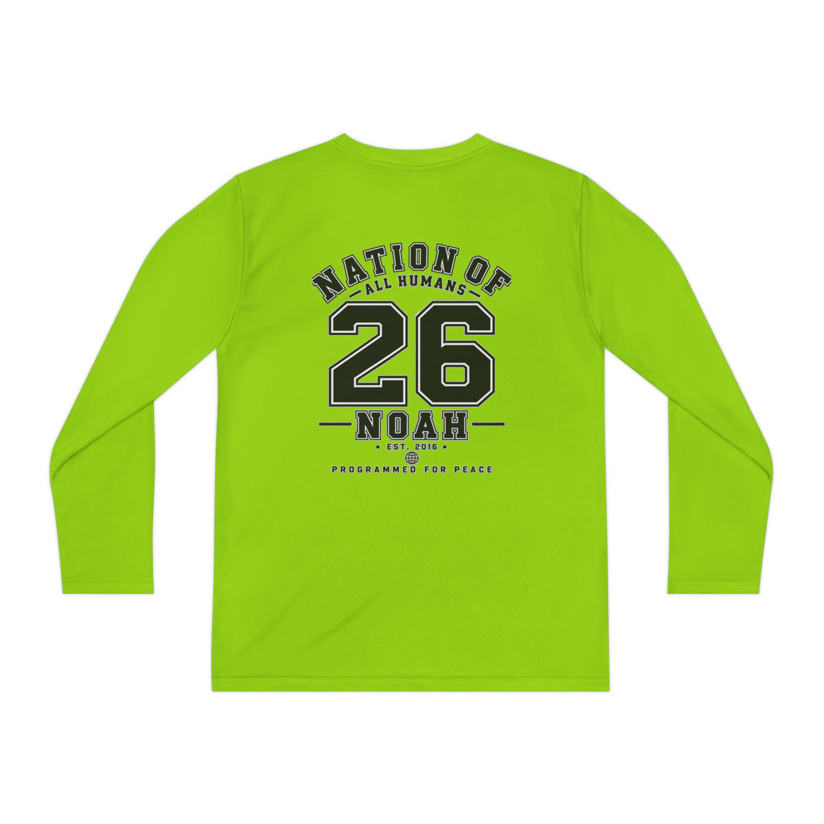 Youth Long Sleeve Tee — Nation of All Humans™ Team Number 26 Personalized Back print