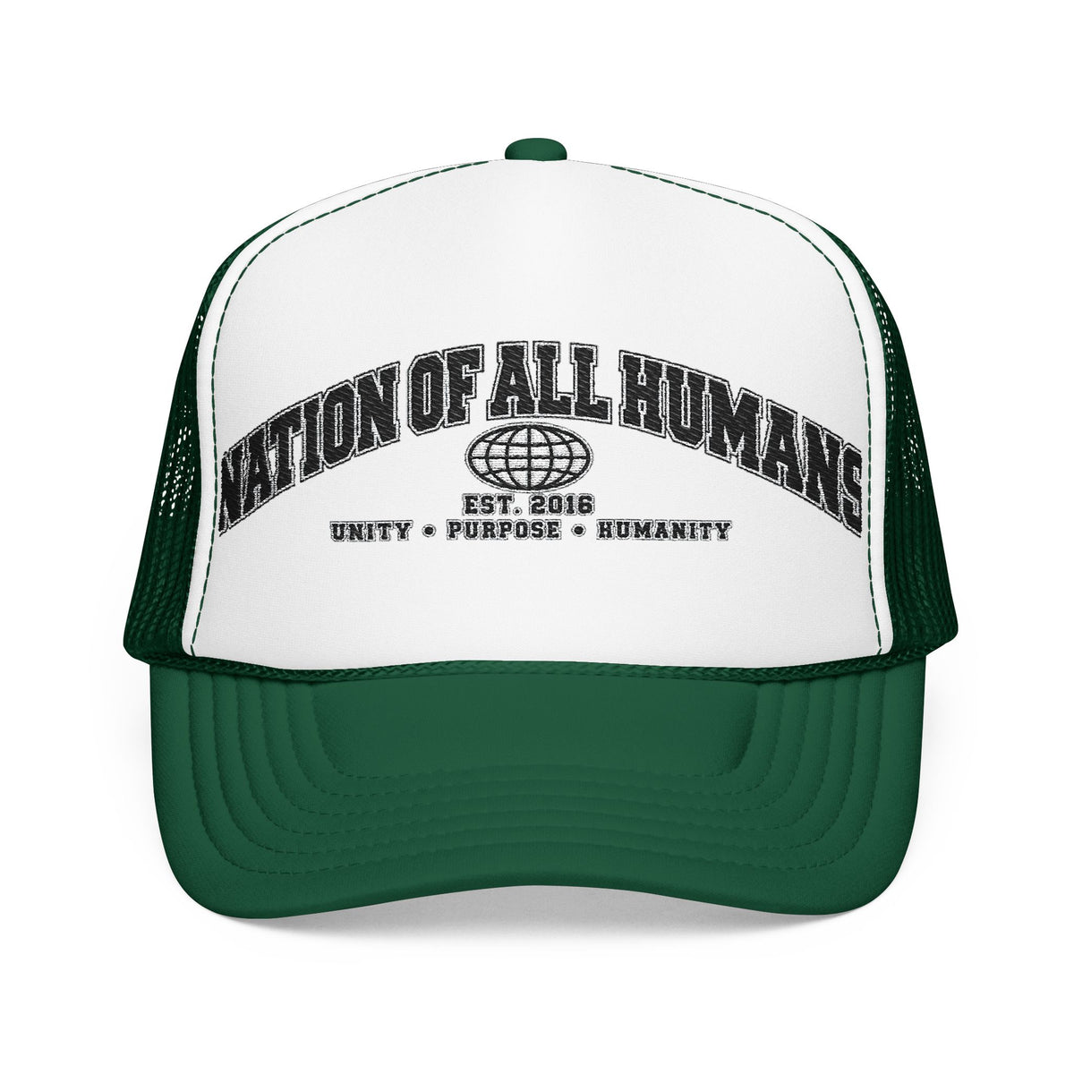 Nation of All Humans™ Foam Trucker Hat – Retro Globe Mesh Foam Cap