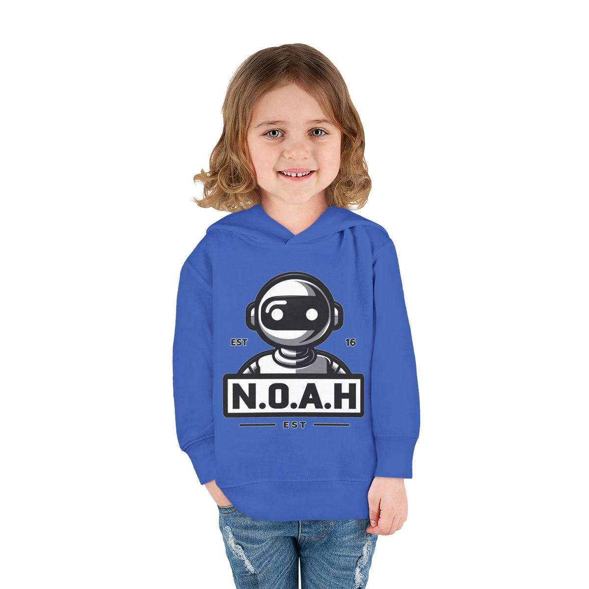 N.O.A.H™ Robot Kids Hoodie — Toddler Pullover with Logo front & Back 'Nation of All Humans' Graphic