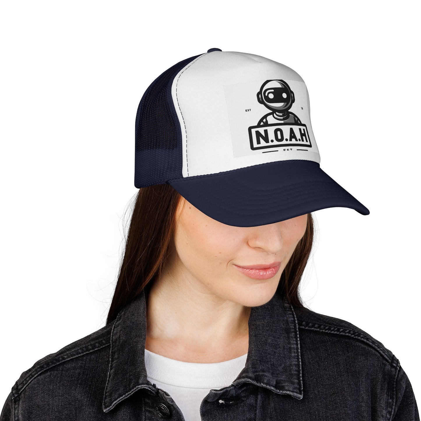 N.O.A.H™ Robot head Logo Trucker Cap — Retro Space Pilot Mesh Hat