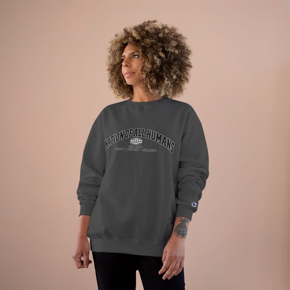 Nation of All Humans™ Champion Sweatshirt — Graphic Crewneck