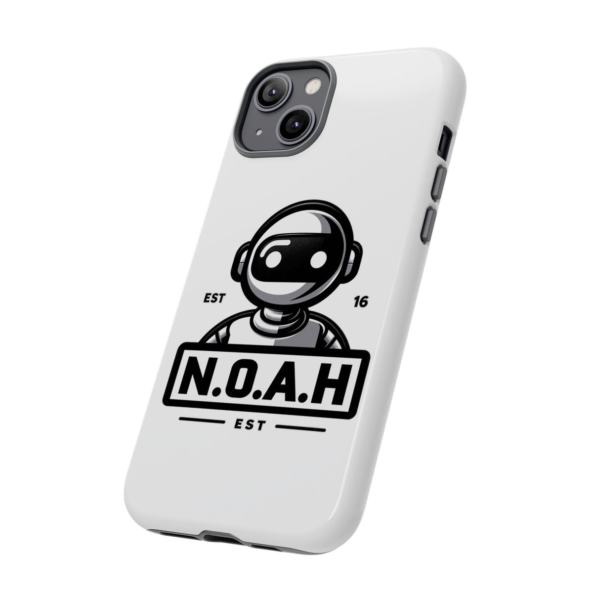 N.O.A.H™ Robot Phone Case — Retro Monochrome Tech Logo Protective Case