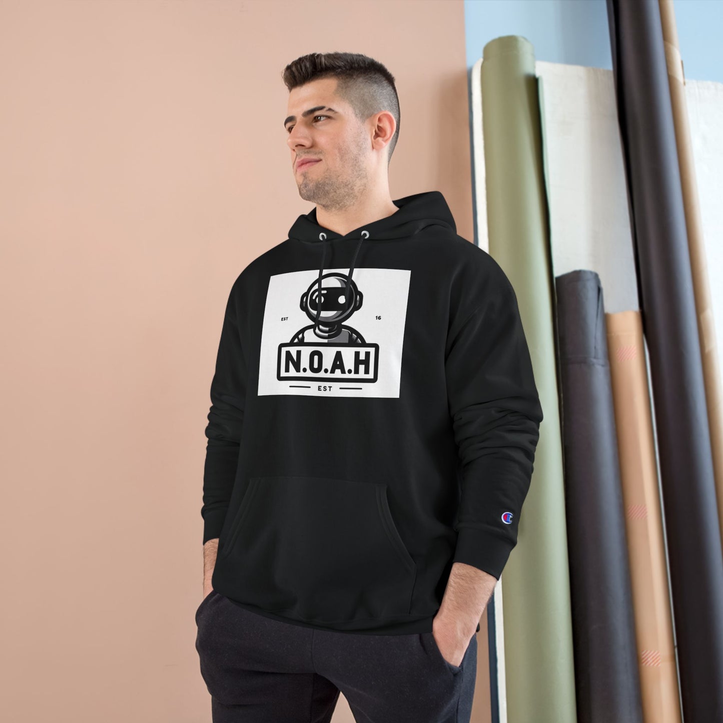 N.O.A.H™ Robot Head Hoodie — Vintage Space Logo Champion Pullover