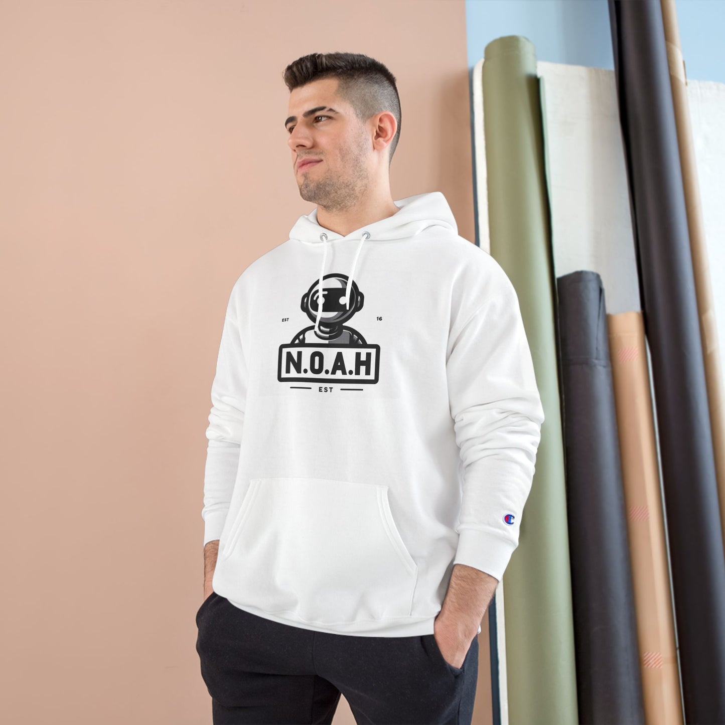 N.O.A.H™ Robot Head Hoodie — Vintage Space Logo Champion Pullover