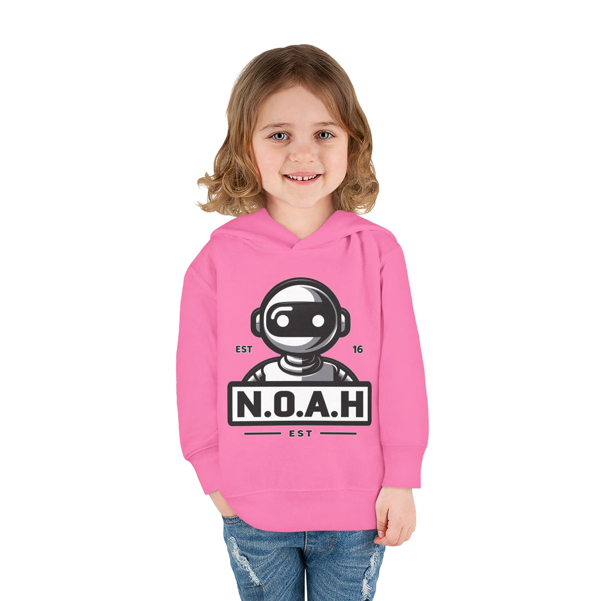 N.O.A.H™ Robot Kids Hoodie — Toddler Pullover with Logo front & Back 'Nation of All Humans' Graphic
