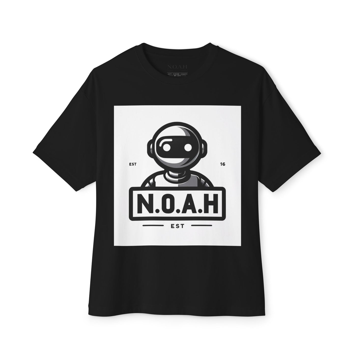 N.O.A.H™ Robot Logo Tee — Retro Space Graphic Boxy T‑Shirt
