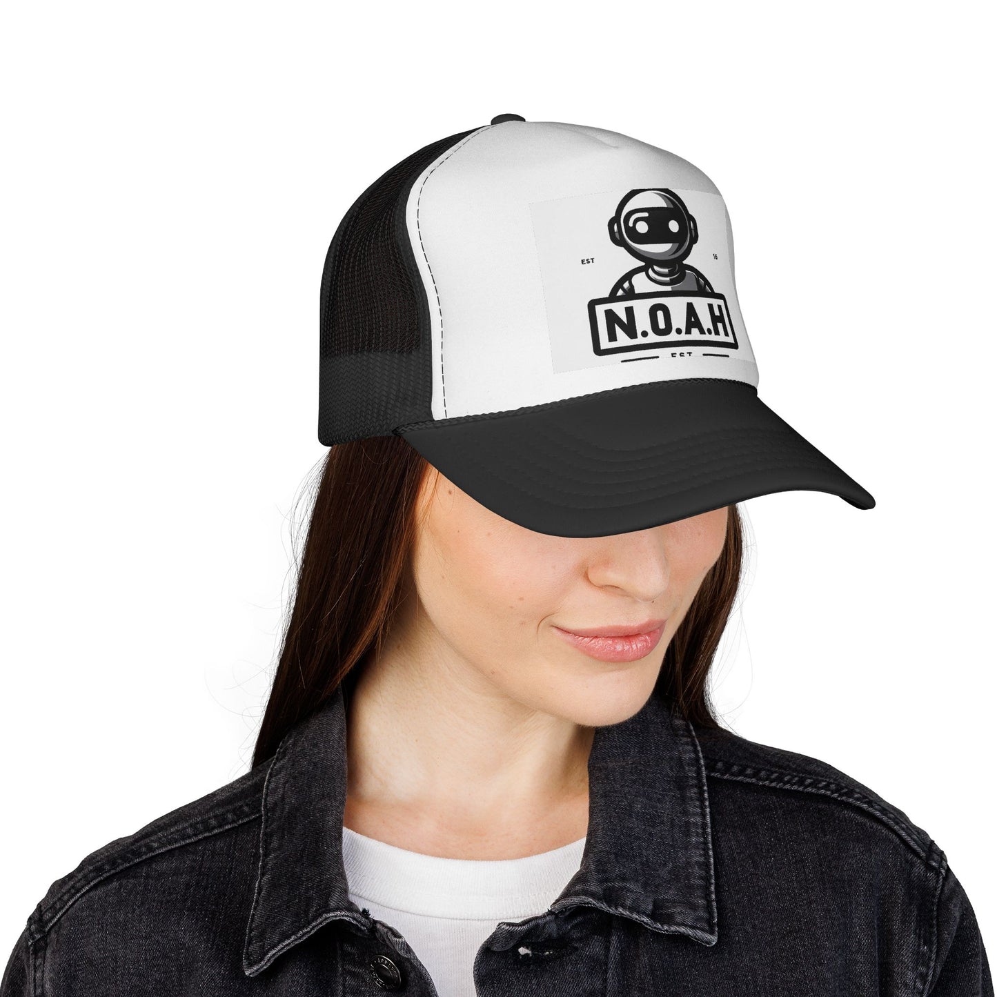 N.O.A.H™ Robot head Logo Trucker Cap — Retro Space Pilot Mesh Hat